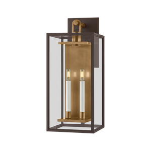 Parker 10" Two Light Exterior Wall Sconce, Patina Brass