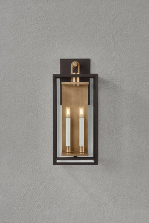 Parker 10" Two Light Exterior Wall Sconce, Patina Brass