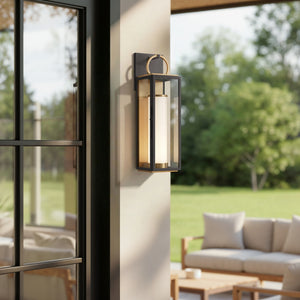 Corion 5" One Light Wall Sconce, Patina Brass / Textured Black