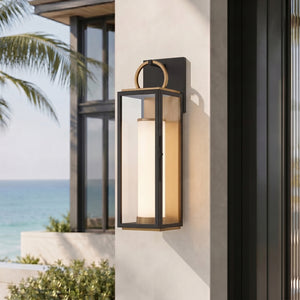Corion 5" One Light Wall Sconce, Patina Brass / Textured Black