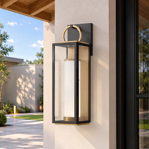 Corion 5" One Light Wall Sconce, Patina Brass / Textured Black
