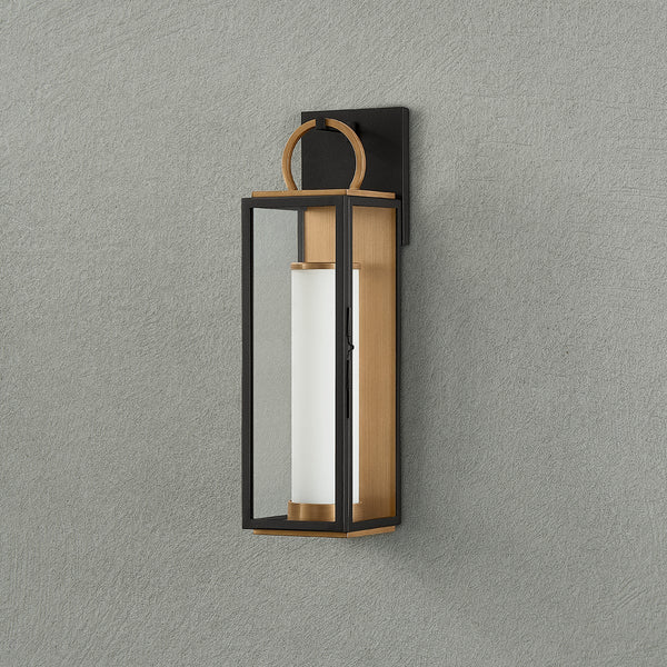 Corion 5" One Light Wall Sconce, Patina Brass / Textured Black
