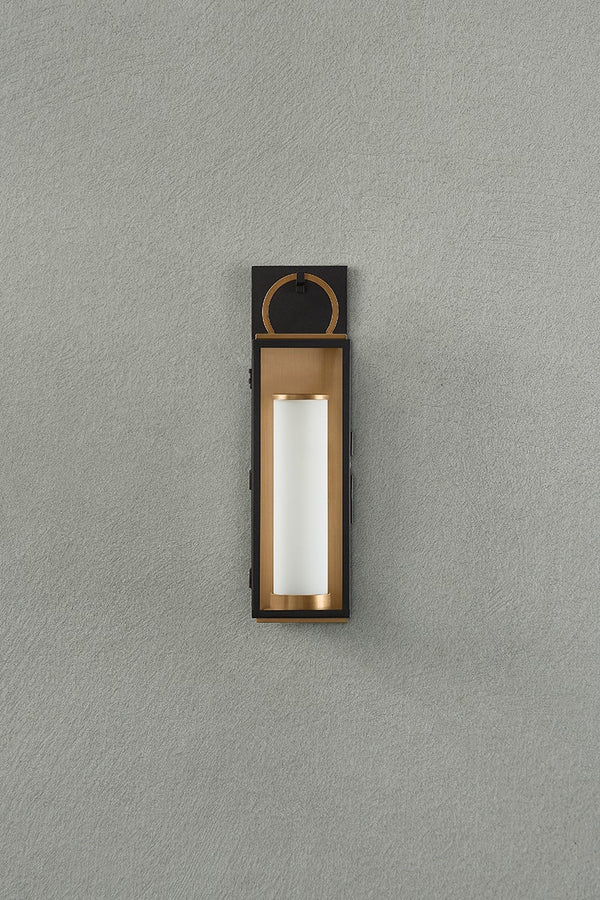 Corion 5" One Light Wall Sconce, Patina Brass / Textured Black