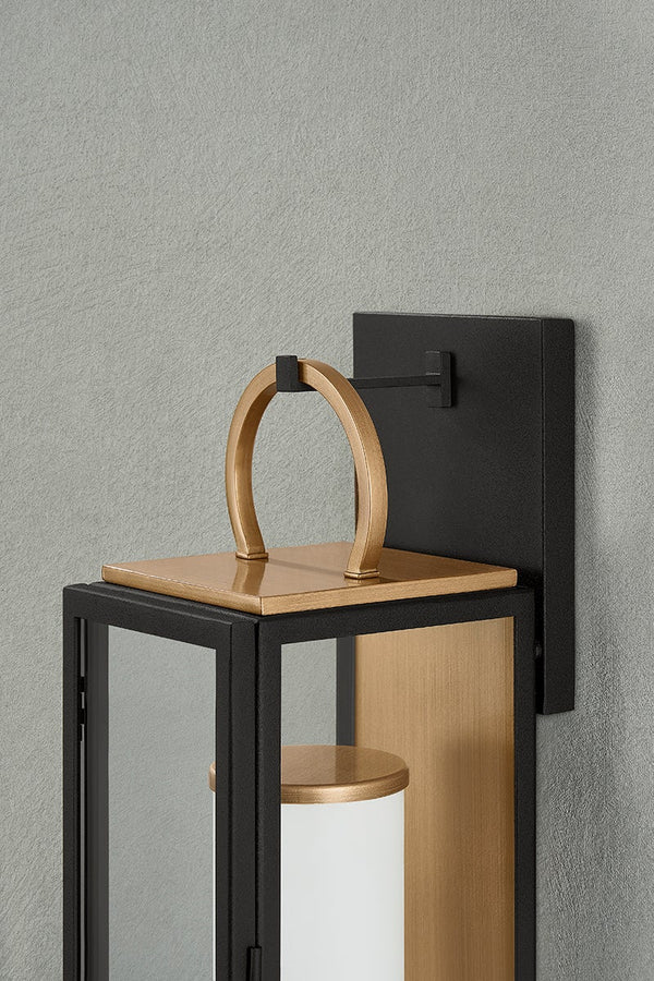 Corion 5" One Light Wall Sconce, Patina Brass / Textured Black