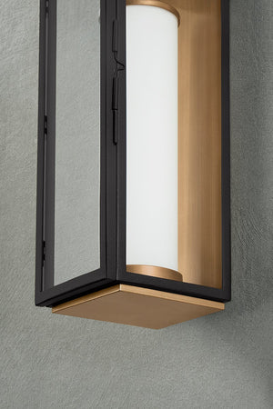 Corion 5" One Light Wall Sconce, Patina Brass / Textured Black