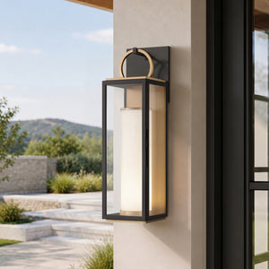 Corion 6" One Light Wall Sconce, Patina Brass / Textured Black