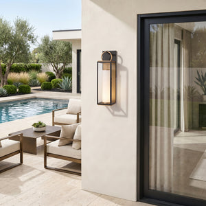 Corion 8" One Light Exterior Wall Sconce, Patina Brass