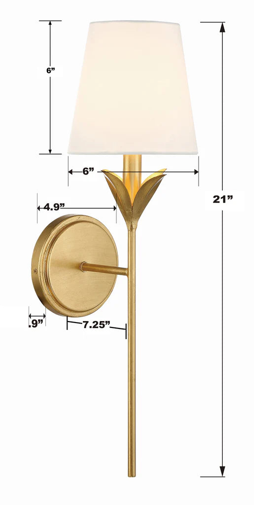 Laurel 6'' One Light Wall Sconce, Antique Gold