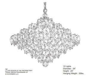 Baronet 24'' 12 Light Pendant, Stainless Steel with Clear Optic Crystal