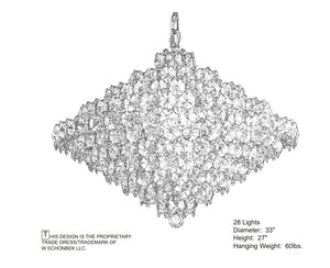 Baronet 33'' Eight Light Pendant, Stainless Steel with Clear Optic Crystal