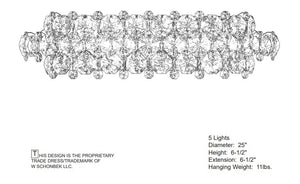 Baronet 6.5'' Five Light Bath Vanity, Stainless Steel with Clear Optic Crystal