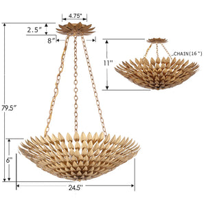 Laurel 24.5'' Six Light Chandelier, Antique Gold