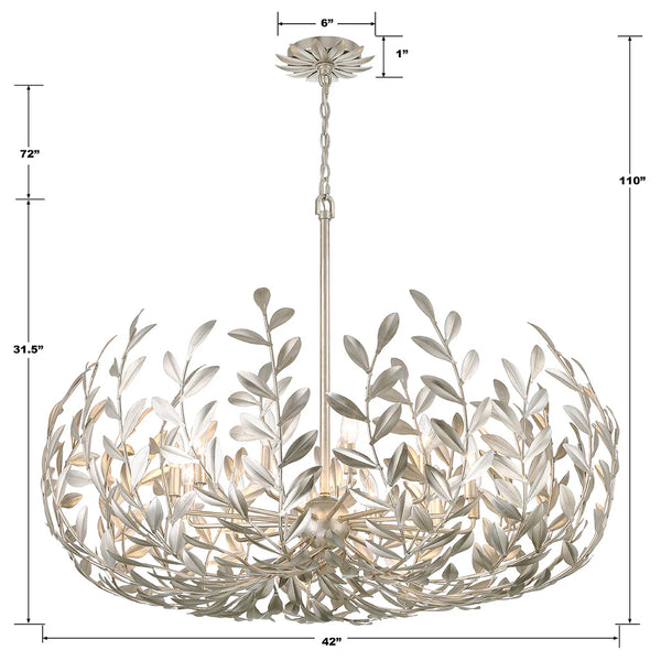 Laurel 42'' 12 Light Chandelier, Antique Silver