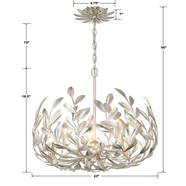 Laurel 27'' Six Light Chandelier, Antique Silver
