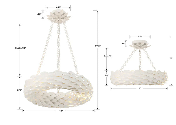 Laurel 24'' Six Light Pendant, Matte White