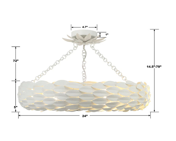 Laurel 18'' Six Light LED Semi Flush Mount, Matte White