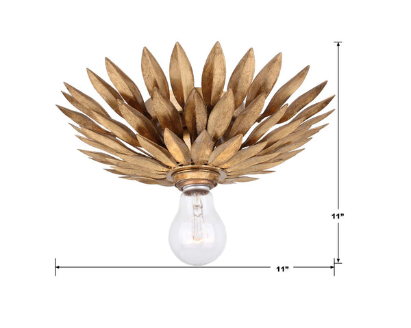 Laurel 11'' One Light Flush Mount, Antique Gold