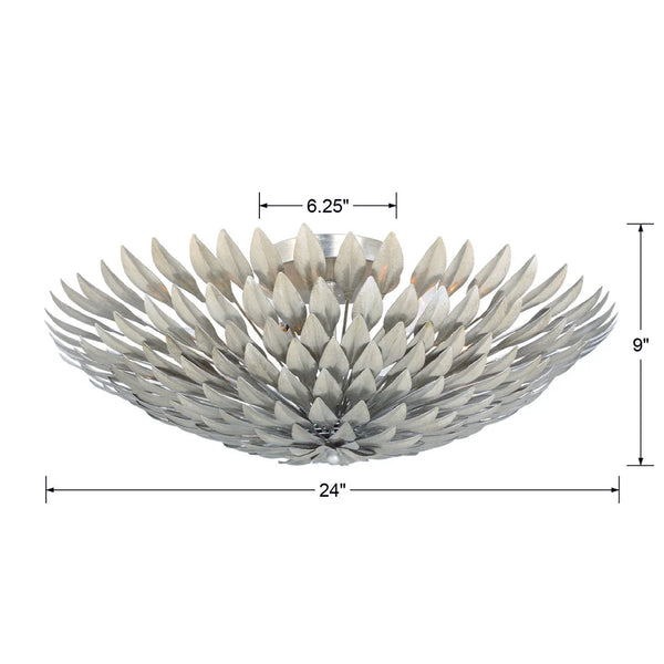 Laurel 24'' Six Light Flush Mount, Antique Silver