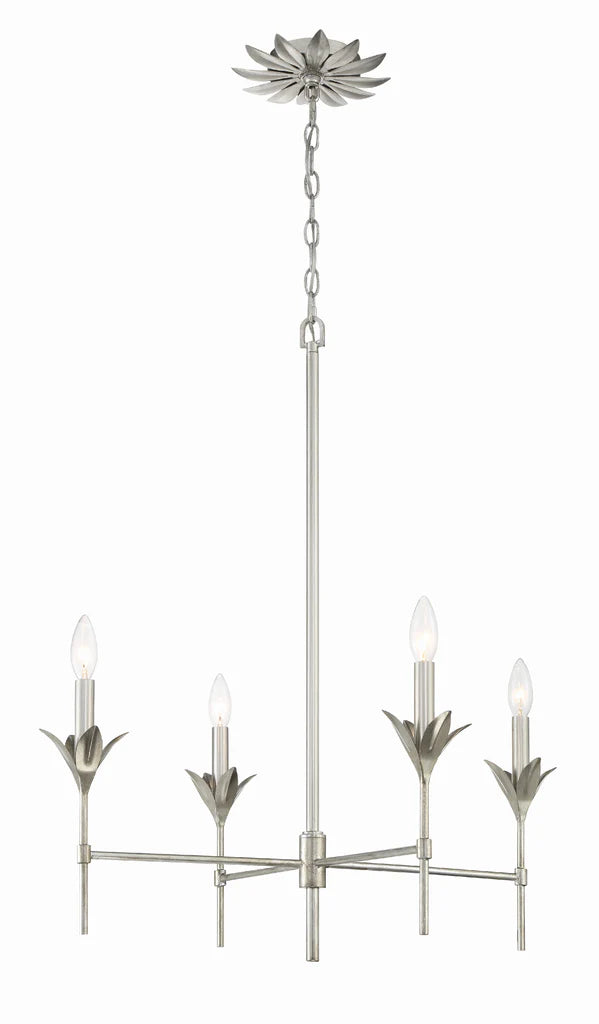Laurel 28'' Four Light Chandelier, Antique Silver