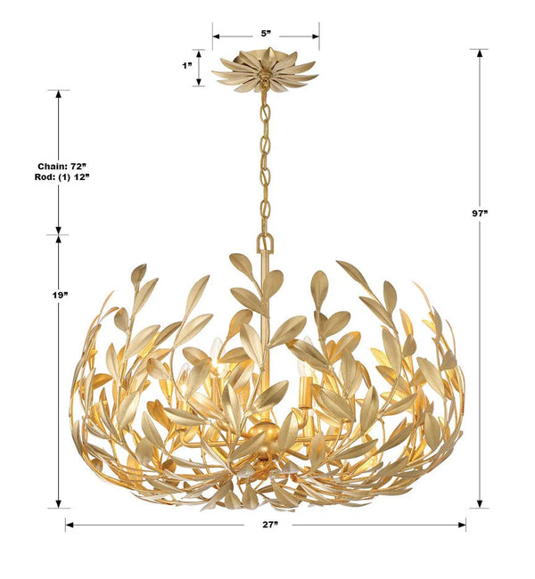 Laurel 27'' Six Light Chandelier, Antique Gold