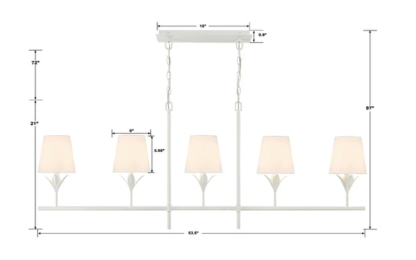 Laurel 53.50'' Five Light Chandelier, Matte White
