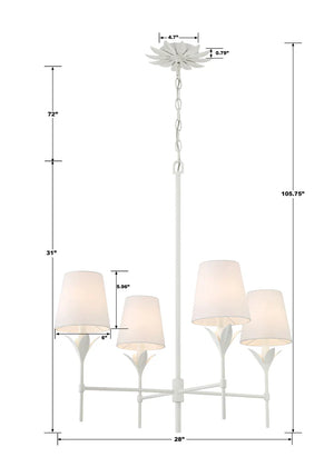 Laurel 28'' Four Light Chandelier, Matte White