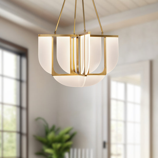 Filmore 30" LED Chandelier, Vintage Brass