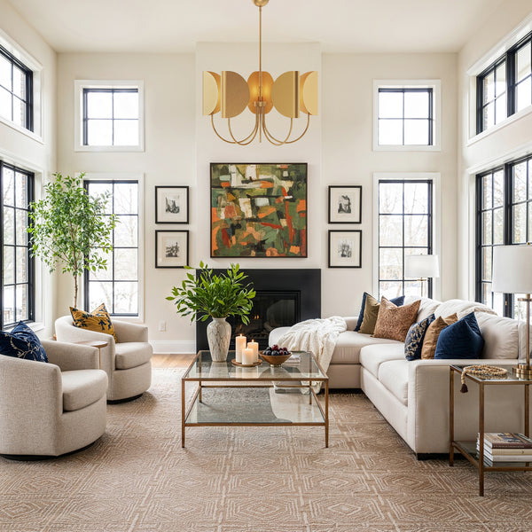 Sentaur 32" Five-Light Chandelier, Aged Gold