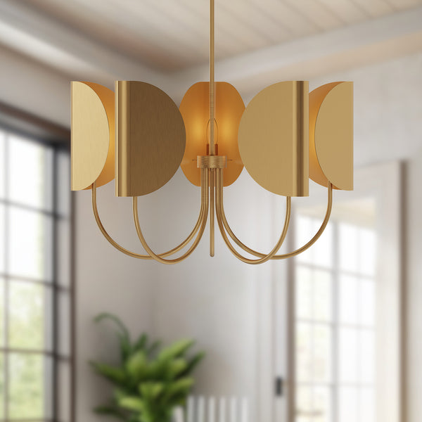 Sentaur 32" Five-Light Chandelier, Aged Gold