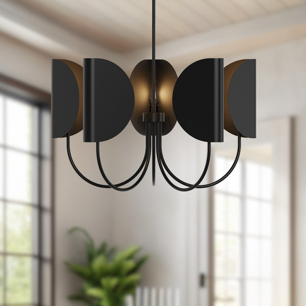 Sentaur 32" Five-Light Chandelier, Matte Black