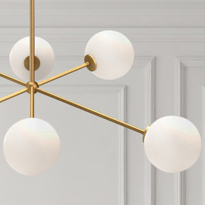 Venus 40" Six-Light Chandelier, Aged Gold/Opal Matte Glass