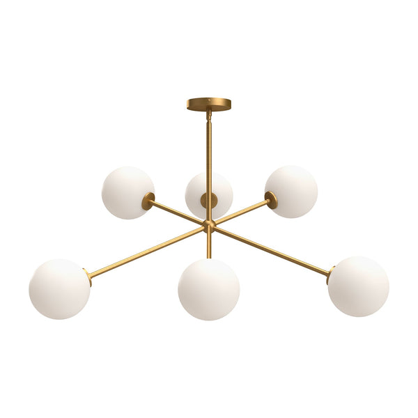Venus 40" Six-Light Chandelier, Aged Gold/Opal Matte Glass