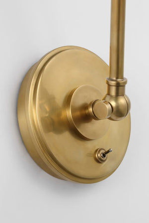 Parkington 8.5" LED Wall Sconce, Antique-Burnished Brass and Clear Glass