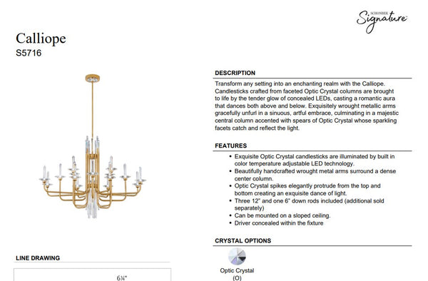 Calliope 27'' LED Chandelier, Soft Gold