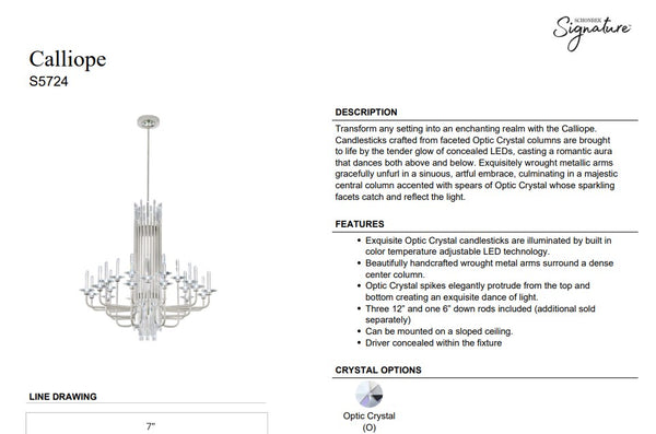 Calliope 40'' LED Chandelier, Soft Silver