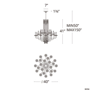 Calliope 40'' LED Chandelier, Soft Silver