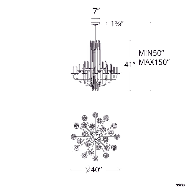 Calliope 40'' LED Chandelier, Soft Silver
