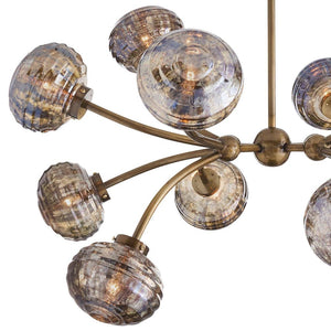 Thorneva 39" Twelve Lights Chandelier, Vintage Brass