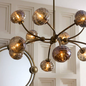 Thorneva 39" Twelve Lights Chandelier, Vintage Brass