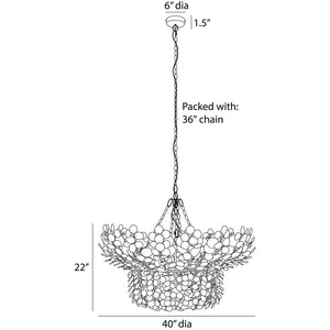Zairen 40" Eight Lights Chandelier, Ivory