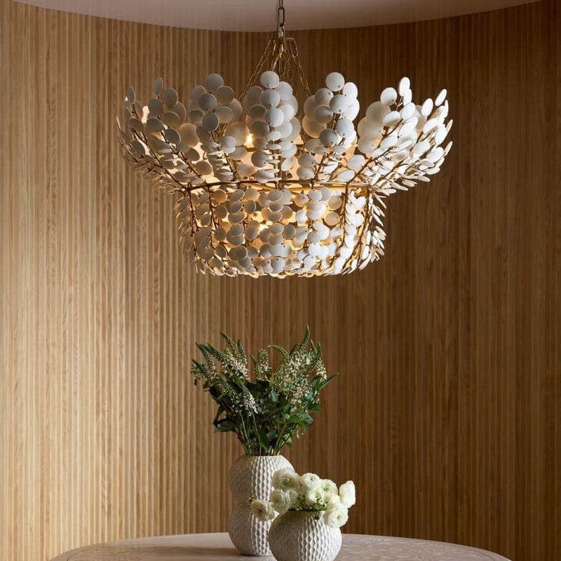 Zairen 40" Eight Lights Chandelier, Ivory