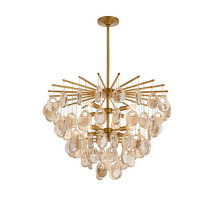 Aureth 32" Eight Lights Chandelier, Amber - Glass