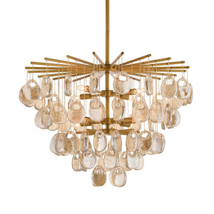 Aureth 32" Eight Lights Chandelier, Amber - Glass