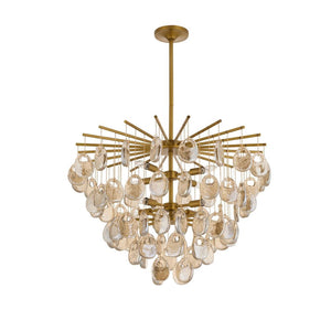 Aureth 32" Eight Lights Chandelier, Amber - Glass