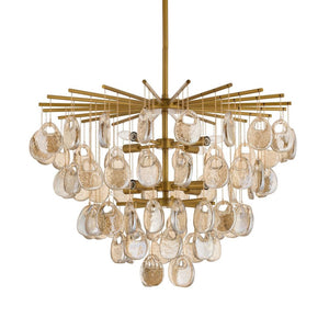 Aureth 32" Eight Lights Chandelier, Amber - Glass