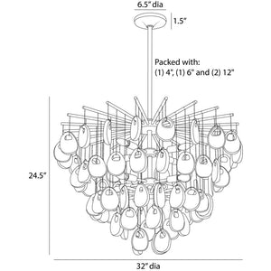 Aureth 32" Eight Lights Chandelier, Amber - Glass