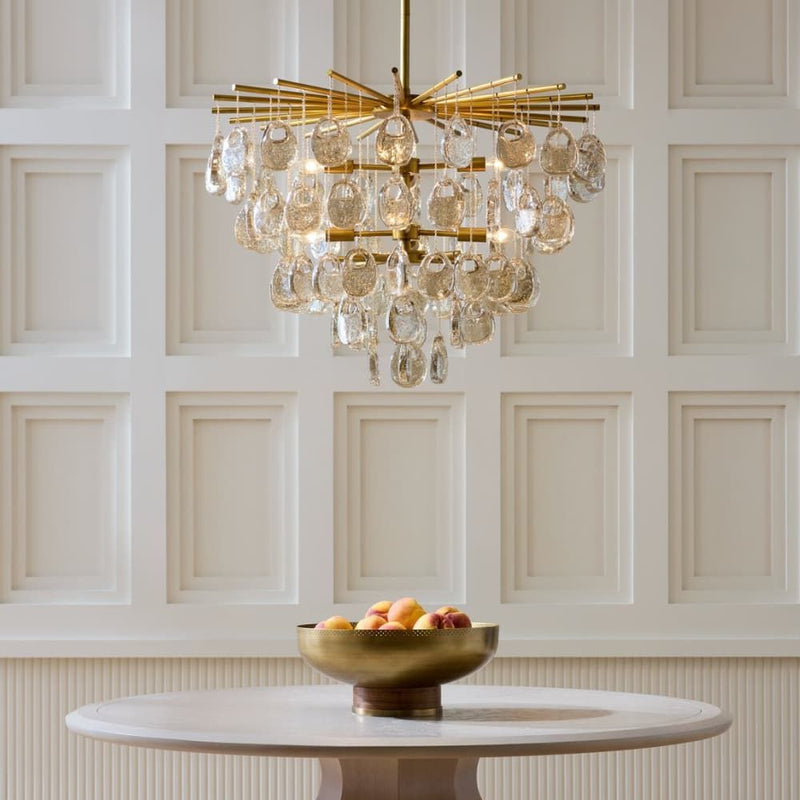Aureth 32" Eight Lights Chandelier, Amber - Glass