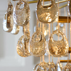 Aureth 32" Eight Lights Chandelier, Amber - Glass