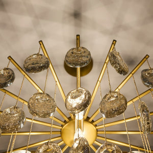 Aureth 32" Eight Lights Chandelier, Amber - Glass