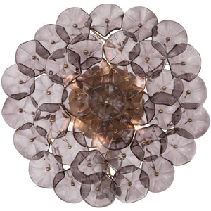 Astrid 22" Six Light Semi Flush, Aged Brass / Purple